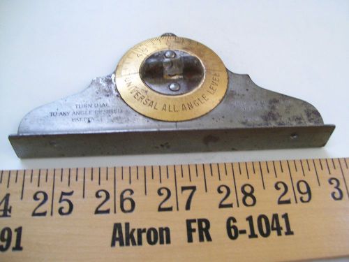 Universal All Angle Bubble Level vintage Brass Dial Pat Pending carpenter tool
