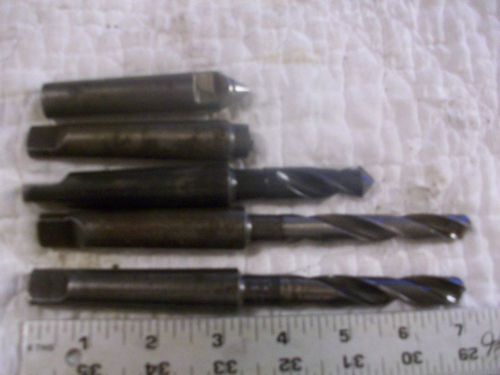 #2 morse taper centers and drill bits (5)  from vintage 10&#034; logan metal lathe for sale