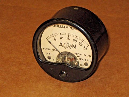 A M Panel Meter Ammeter Milli Amps Milliamperes 0-30 MA 10A/7820 NOS A&amp;M