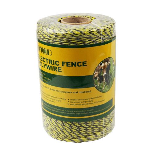 Farmily Portable Electric Fence Polywire 1312 Feet 400 Meter 6 Conductor Yell...