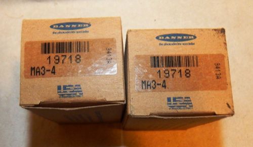 BANNER MA3-4, 19718 MODULATED PHOTOELECTRIC AMPLIFIER - LOT OF 2