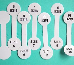 Lot 70 pcs size 5,6,7,8,9,10&amp; Blank.Ring barbell Stick Tags Jewelry Display Fast