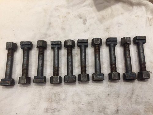 Jh williams 3/4&#034; x 10 x 5 1/2&#034; t slot bolts lot of 10 with nuts usa made nos for sale