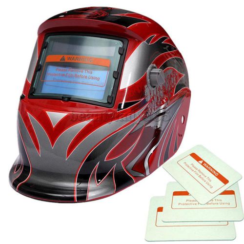 Red Black Solar Automatic Darkening Welding Helmet Arc Tig Mig Mask Freedom