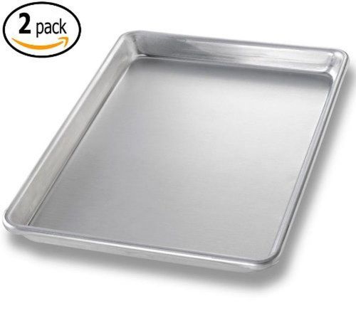 Commercial Aluminum Baking Sheet Pans and 2 Dough Scrapers 9.5 x 13 Inch Quar...