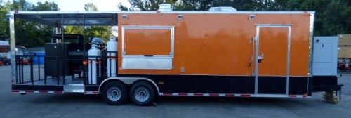 Concession trailer 8.5&#039; x 30&#039; orange bbq catering event trailer for sale