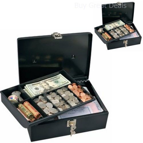 Security Lock Box Money Coins Jewelry Master Key Cash Storage Cabinet Metal Safe