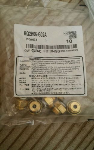 SMC KQ2H06-G02 - PACK OF 10 - FITTINGS aplicable tubing 6mm, thread 1/4  NEW