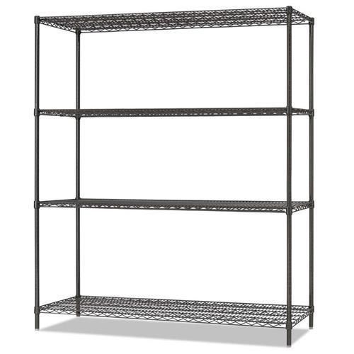Alera All-Purpose Wire Shelving Starter Kit with 4-Shelf, Black Anthracite+