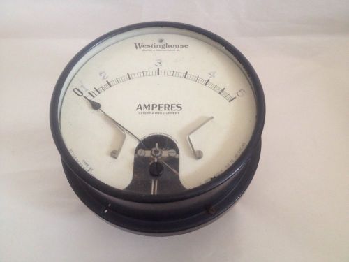 Vintage Westinghouse Amperes Gauge Meter Type SY 6.5&#034; Steampunk 0-500 Amp