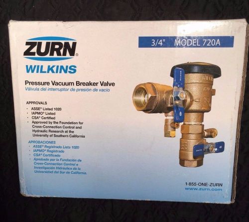 Zurn Wilkins Pressure Vacuum Breaker Valve 3/4&#034; Model 720A