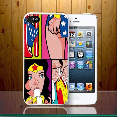 New Funny CArtoon Collage Wonderwoman Eat Banana For Samsung iPhone Cover Case