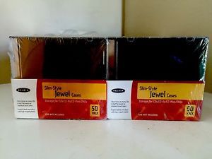 SET OF 100 BELKIN SLIM STYLE JEWEL CASES STORAGE FOR CDS &amp; DVDS NEW IN BOX