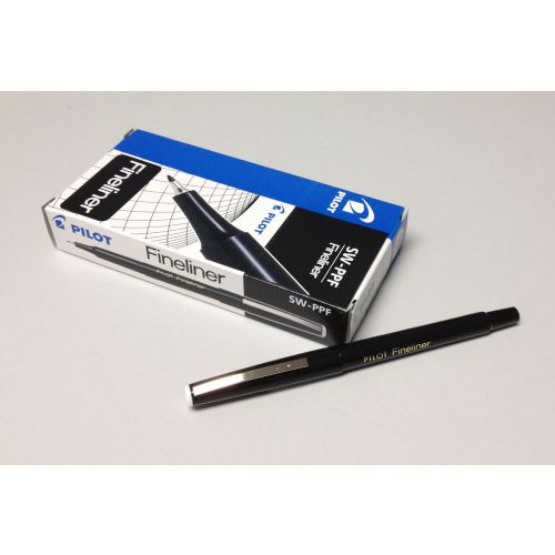 GENUINE Pilot SW-PPF 0.4mm Fineliner Pen (12pcs) - Black Ink FREE SHIP