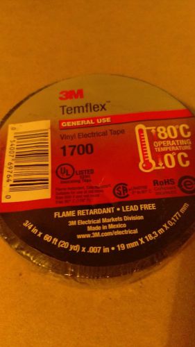 3M 1700 Temflex 3/4  X 60  Black Vinyl Electrical Tape New Sealed