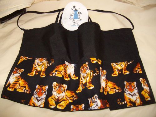 Black Server  3 Pocket Waitress Waist Apron Tigers Name  FREE Lady Pizazz