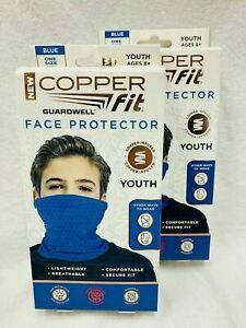Copper Fit Guardwell Face Protector Youth Mask Blue New 2 pack