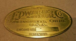 Edwards Brass engine tag Edwards, new