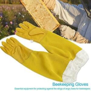 1 Pair Beekeeping Gloves Goat Skin Bee Keeping Vented Beekeeper XL Long Y0E4