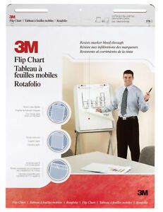 3M Unruled Flip Chart with Bleed-Resistant Paper, 25 x 30 Inches, White, 40