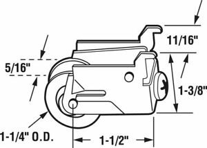 Prime-Line 13395 Plastic/Steel Door Roller Assembly 1-1/4 Dia. x 5/16 L in.