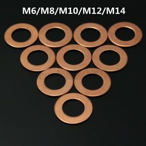 10x M6/M8/M10/M12/M14 Motorcycle Bike Brake Fuel Banjo Seal Copper Crush