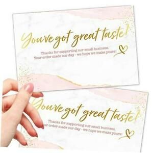 50 Extra Large Thank You for Your Order Cards - 4x6&#034; Gold Foil and Pink Thanks