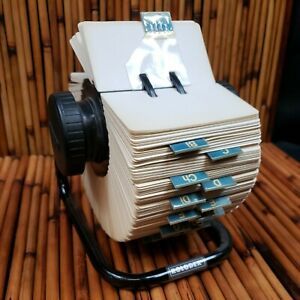Vintage Rolodex Rotary Large Open Card File Alpha Dividers Black Metal Frame