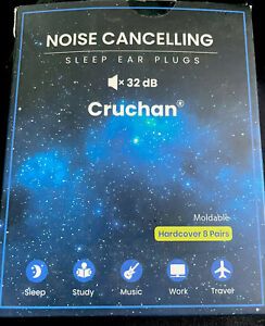 Cruchan Noise Cancelling Sleep Ear Plugs Moldable Hardcover 8 prs 32dB FREE SHIP