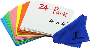 Dry Erase Magnets Set - 24 Pack - 4x4&#034; Whiteboard Magnetic Planning Pads Labels