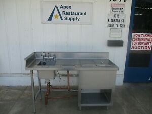 All Stainless Table With Sink,  Ice Bin, And Storage 62x24x42 #5786