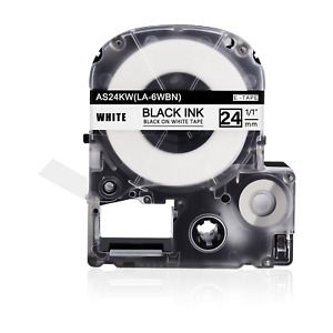 1PK Fits Epson LW LK-6WBN KingJim TepraPro SS24KW 24mm Tape White Label 1&#034;