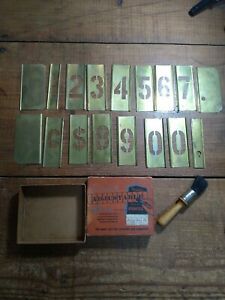 VINTAGE REESES ADJUSTABLE BRASS NUMBER STENCILS 2 INCH IN GOOD USED CONDITION