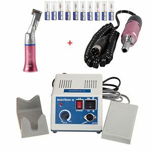 Dental Lab Marathon Electric Micro Motor Polisher w/ Contra Angle w/10*Burs CA