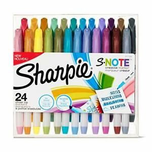 Sharpie S-Note Creative Markers Highlighters Assorted Colors Chisel Tip 24 Count
