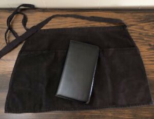 Waitress Server Homemade Three Pocket Apron and Server Book Black