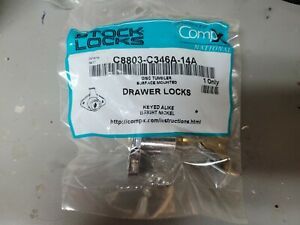 Compx National C8803-C346A-14A Cabinet Drawer Dead Bolt Locks Keyed Alike