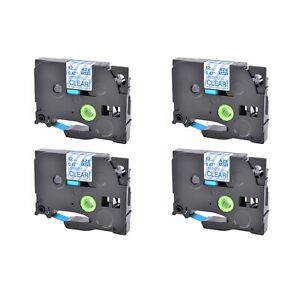 4PK Fits Brother P-Touch TZ-133 TZe-133 Blue on Clear Label Tape PT-1290 12mm