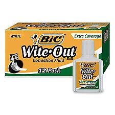 Bic Corporation BICWOFEC12WE Correction Fluid- Extra Coverage Formula- 20ml- Whi