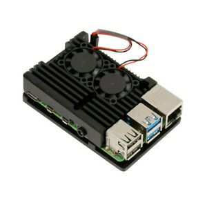 Aluminum Alloy Armor Case w/ Dual Cooling Fan &amp; Heatsink for Raspberry Pi 4