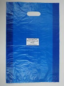 100 Qty. 12&#034; x 3&#034; x 18&#034; Blue High - Density Merchandise Retail Shopping Bags
