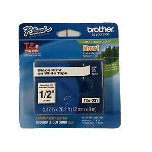 Brother TZE231 Black Print on White Laminated Tape for P-touch Label Maker