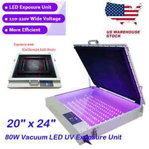 20&#034; x 24&#034; 80W Vacuum LED UV Exposure Unit Tabletop Precise Silk Screen Printing