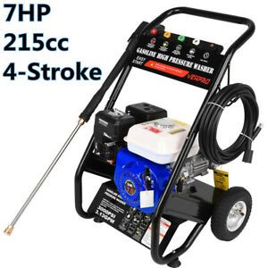 7HP 215cc Gas Petrol Engine Cold Water Pressure Washer With Spray Gu-n 4-Stroke
