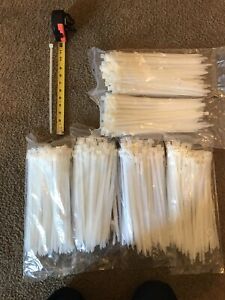 Heavy duty 12” zip ties 5/16 Wide Over 100 Pound Test White 600 Pieces Lot