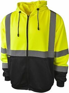 Radians SJ32 Class 3 Reflect Hooded Long Sleeve Sweatshirt Safety Hoodie Medium