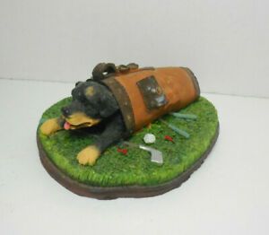 Rottweiler in a Golf Club Bag with Golf Clubs Golf Ball Dog Paperweight