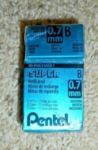 Box Of 12 Tubes Pentel HI-POLYMER 50 B 0.7mm MEDIUM LEAD REFILLS