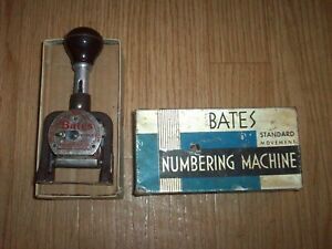 Vintage Bates Standard Movement Numbering Machine 6 Wheel - Style E