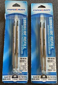 2- PaperMate Paper Mate LUBRIGLIDE 1.0 mm Medium Black 4- Refills Ink pen
